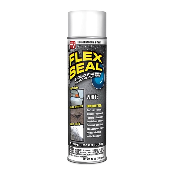 Flex Seal FSWHTR20 Rubberized Spray Coating, White, 14 oz, Can - 1