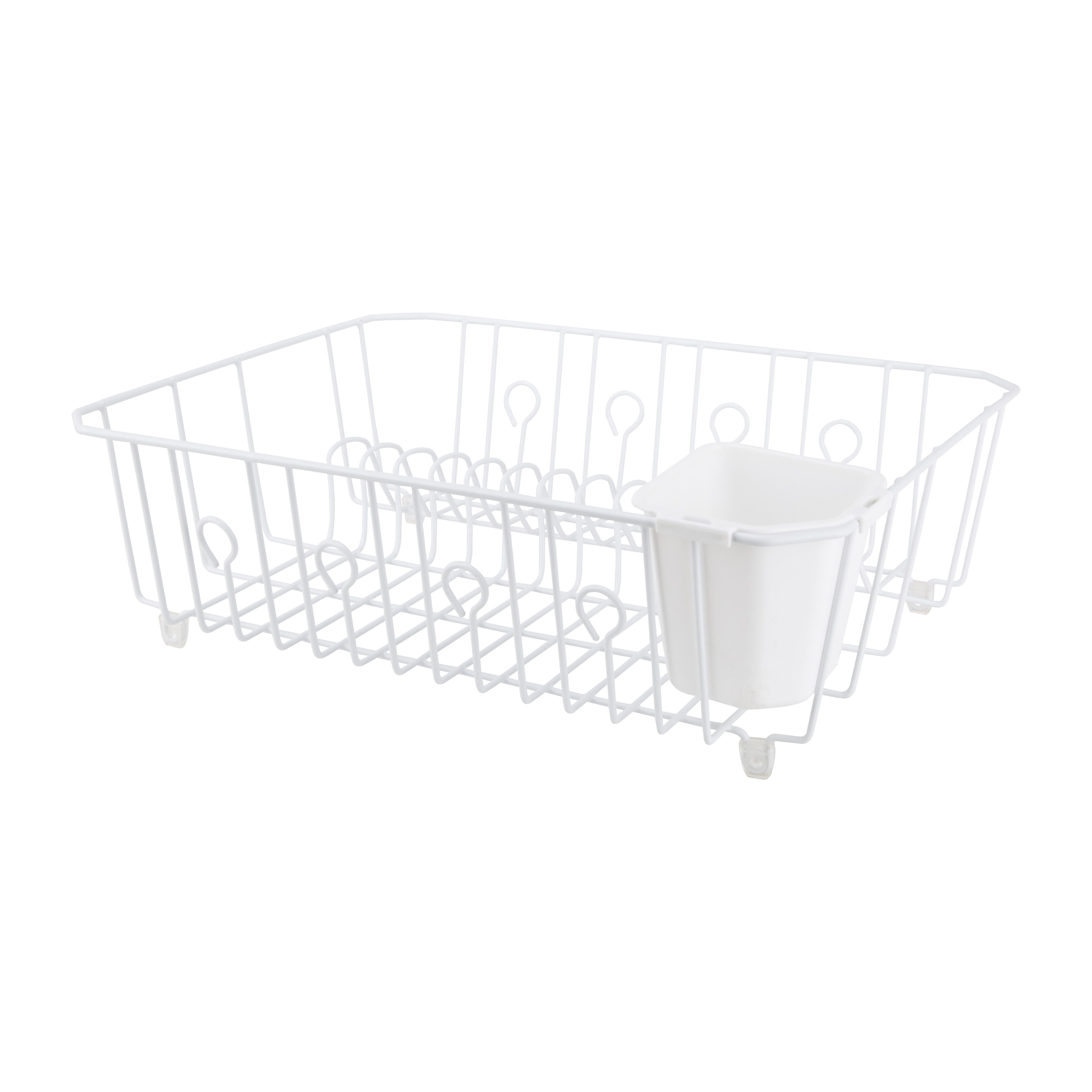 Dish Drainer with Cutlery Basket, 20 lb Capacity, 18 in L, 13-1/2 in W, 5-1/2 in H, Steel