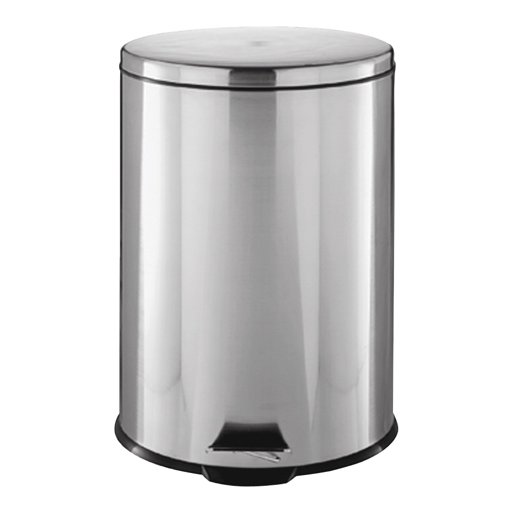 LYP07F3-3L Trash Can, 1.85 gal Capacity, Plastic/Stainless Steel/Steel, Silver, Flat Lid Closure
