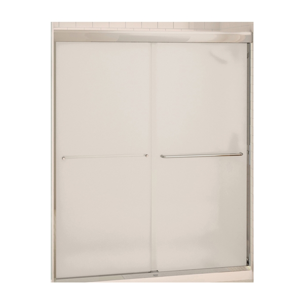 MAAX Aura 135665-981-084 Shower Door, Mistelite Glass, Semi Frame, 2-Panel, Glass, 6 mm Glass - 1