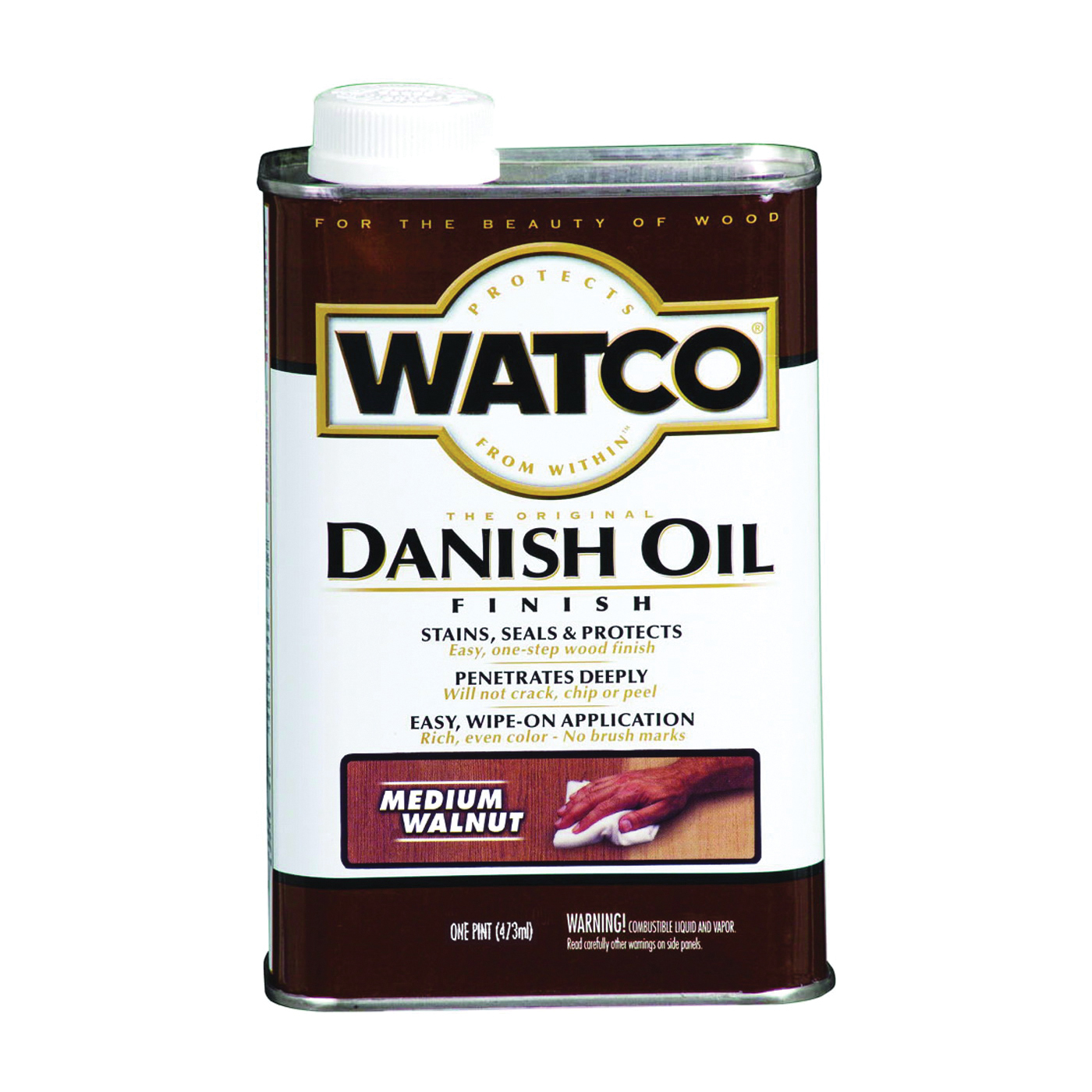 Watco 65951 Danish Oil, Medium Walnut, Liquid, 1 pt, Can - 1