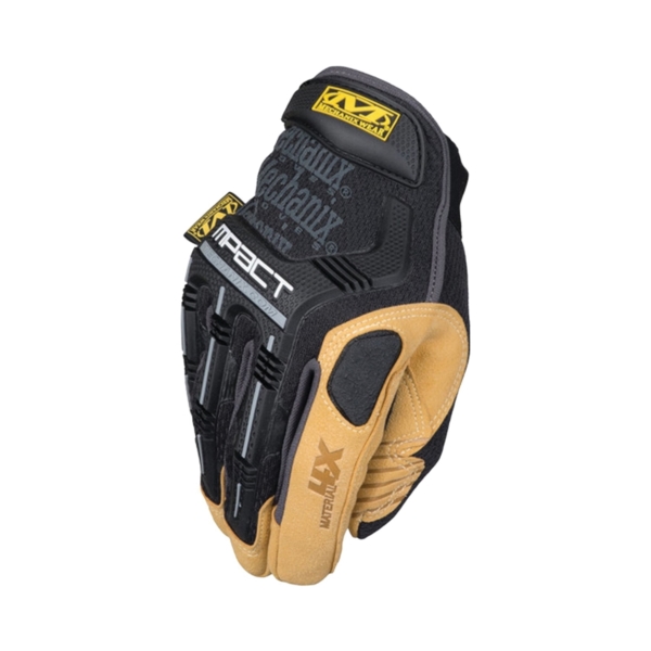 Material4X M-Pact Series MP4X-75-009 Work Gloves, Men's, M, 9 in L, Hook-and-Loop Cuff, Black/Brown