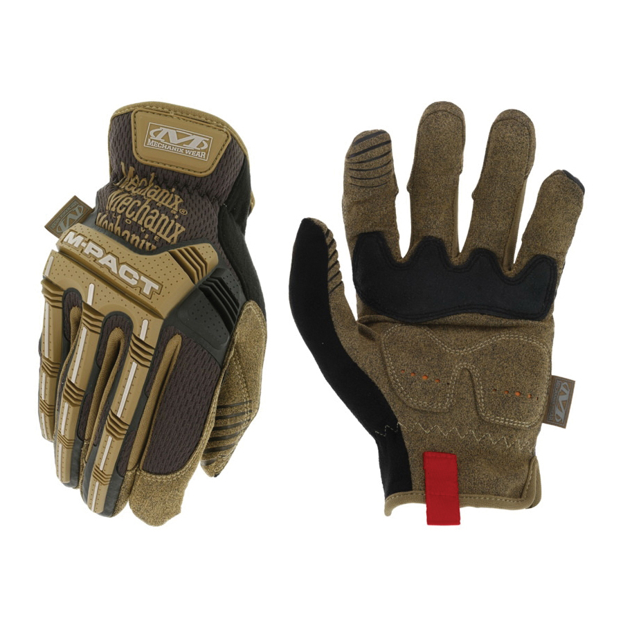 MPC-07-009 Impact Gloves, Men's, M, Slip-On Cuff, Spandex Back, Brown