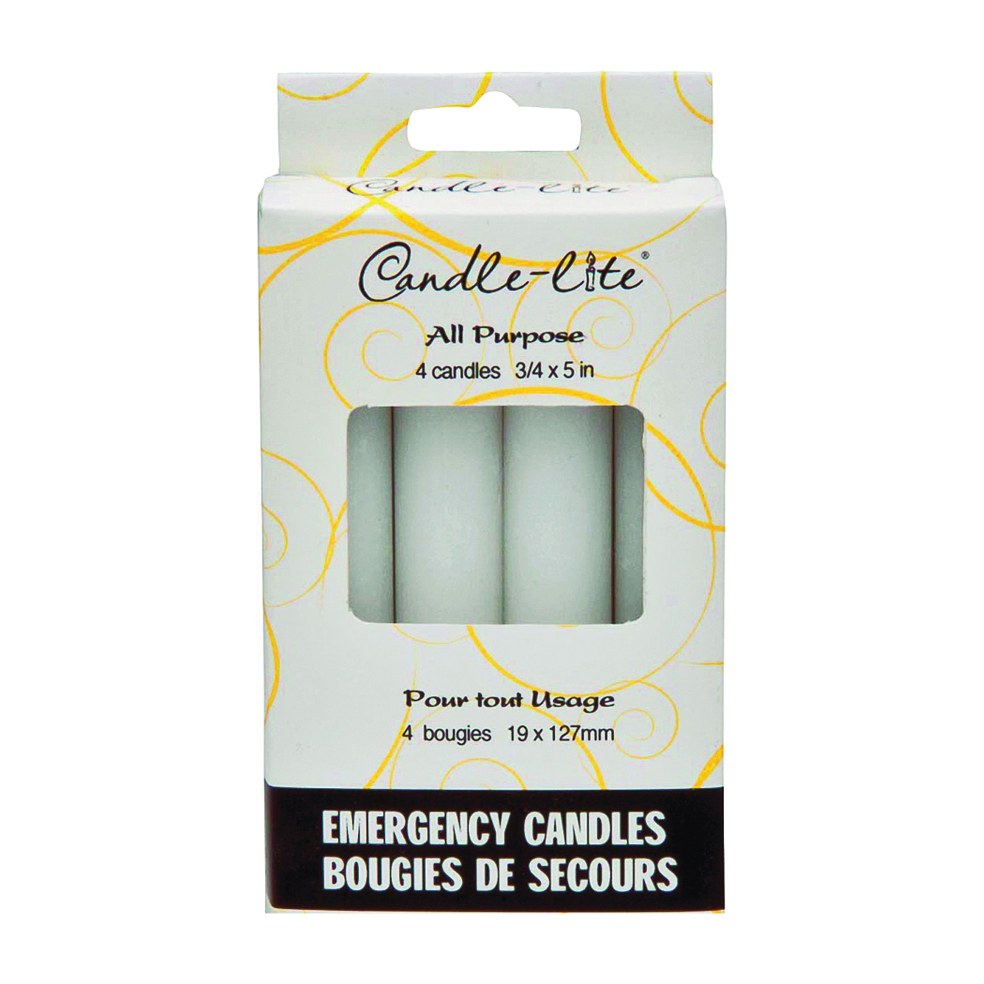 CANDLE-LITE 3745595 Emergency Candle, 25 to 30 hr Burning, White Candle