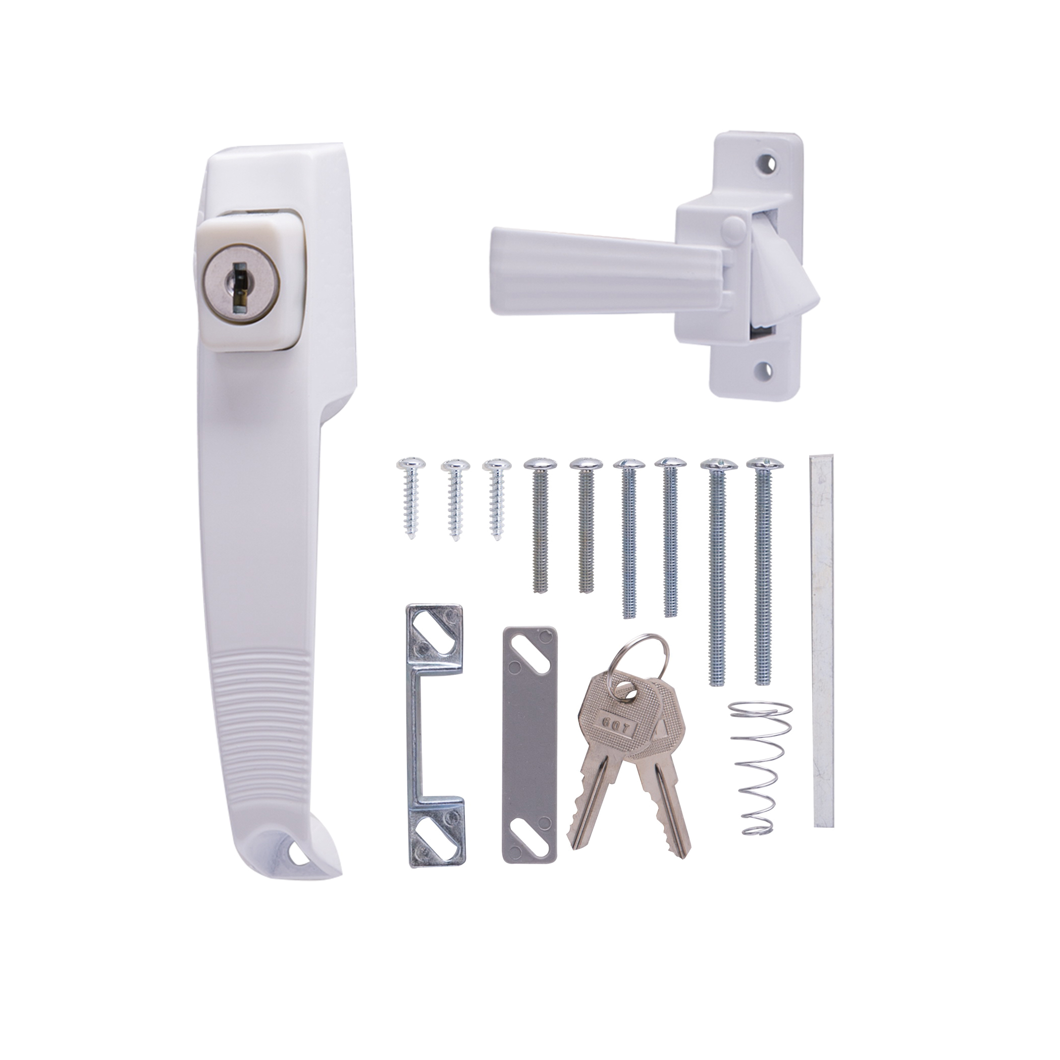 47015-UKW-PS Pushbutton Latch, Zinc, White, 5/8 to 1-1/2 in Thick Door, 5/8 in Backset