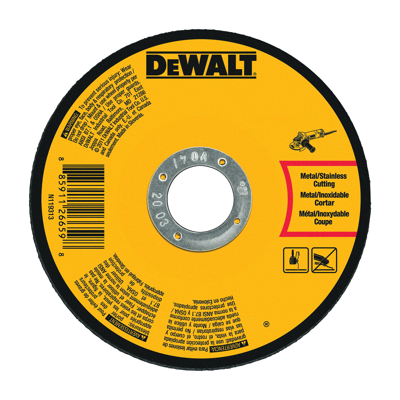 DWA8050 Cut-Off Wheel, 4 in Dia, 0.045 in Thick, 5/8 in Arbor, Aluminum Oxide Abrasive