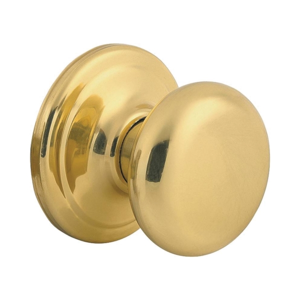 Kwikset Signature 788J 3CP Dummy Knob, Juno Design, Polished Brass, Residential, 1-3/4 to 1-3/8 in Thick Door, Zinc - 1