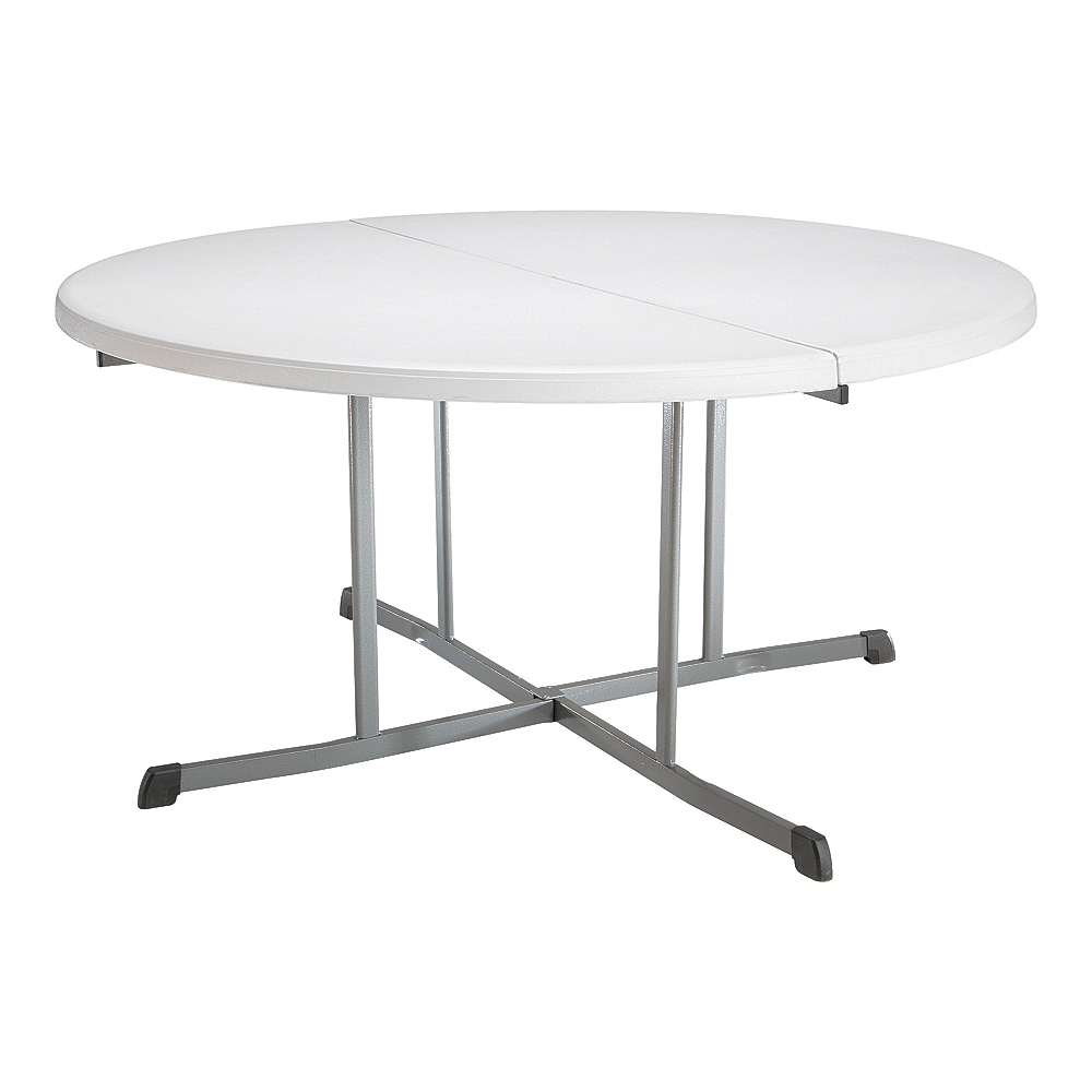5402 Fold-in-Half Table, Steel Frame, Polyethylene Tabletop, Gray/White