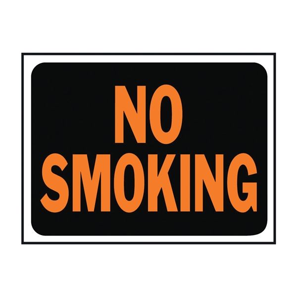 Hy-Glo Series 3013 Identification Sign, Rectangular, NO SMOKING, Fluorescent Orange Legend, Black Background