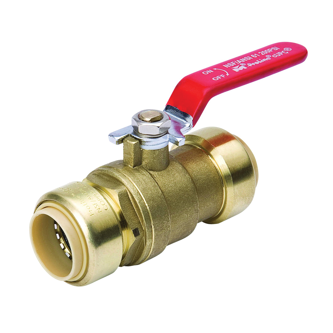 107-064HC Ball Valve, 3/4 in Connection, Push-Fit, 200 psi Pressure, Manual Actuator, Brass Body