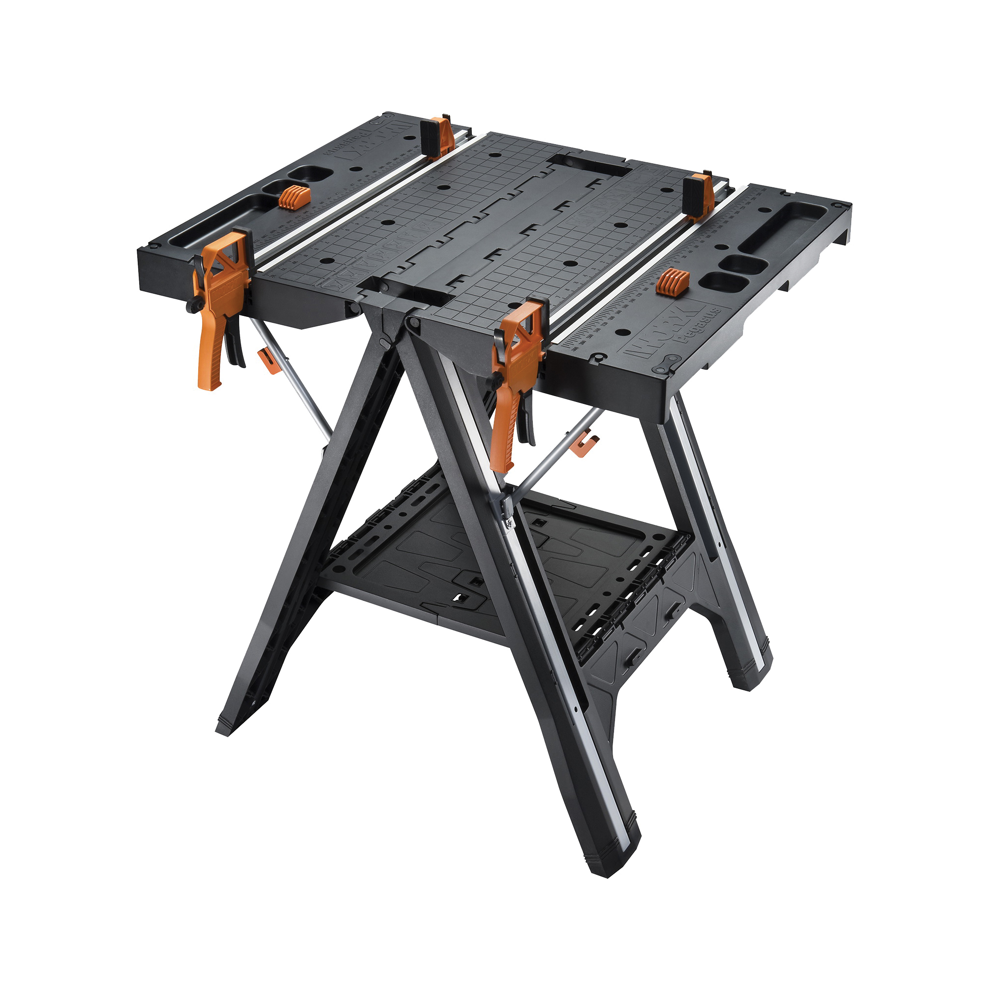 WX051 Folding Work Table with Quick Clamps, 25 in OAW, 31 in OAH, 300 lb Capacity, Plastic Tabletop
