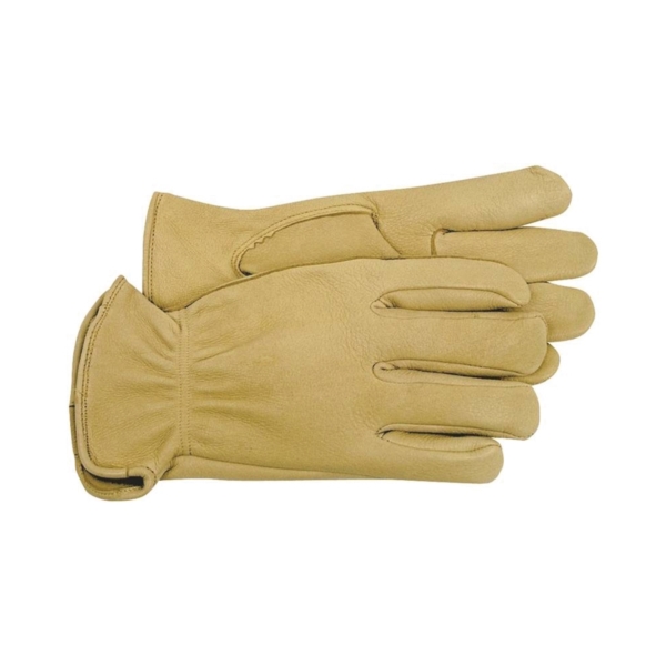 4085S Driver Gloves, S, Keystone Thumb, Open, Shirred Elastic Back Cuff, Deerskin Leather, Gold