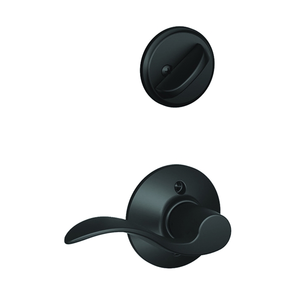 F59ACC622LH Handleset Interior Trim, 1 Grade, Mechanical Lock, Metal, Matte Black, Lever Handle, Residential