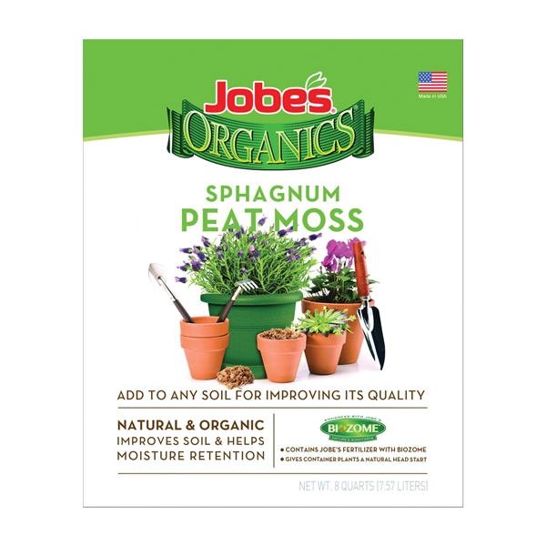 Jobes 08868 Peat Moss, Granular, Brown, Earthy, 8 qt Bag - 1
