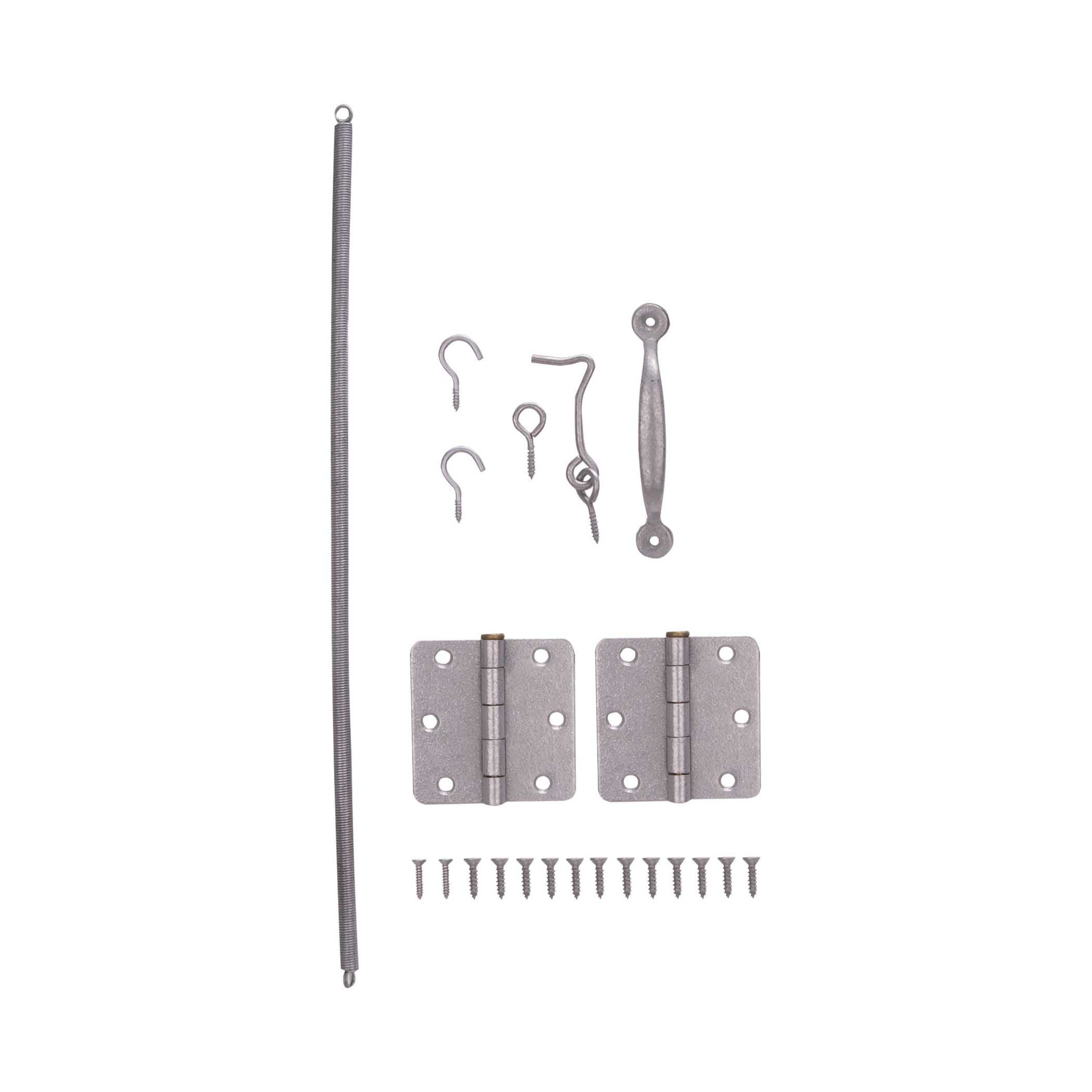 LR-115-PS Hinge Set, Galvanized Steel, Sliver, Galvanizes, 22-Piece, For: Wood Screen Doors