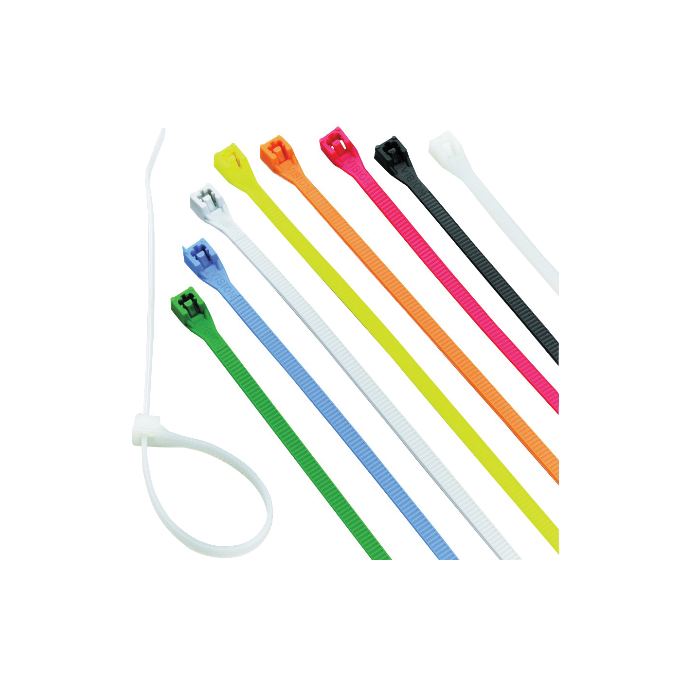 73242 Cable Tie, 2 in Max Bundle Dia, 6/6 Nylon, Assorted, 8 in L