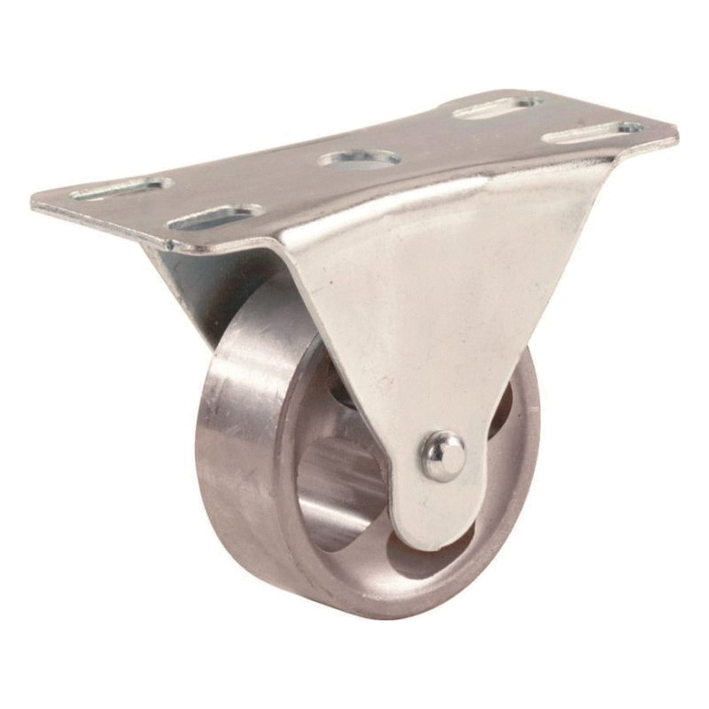 9184 Rigid Caster, 2-1/2 in Dia Wheel, 1 in W Wheel, Iron Wheel, Silver, 175 lb