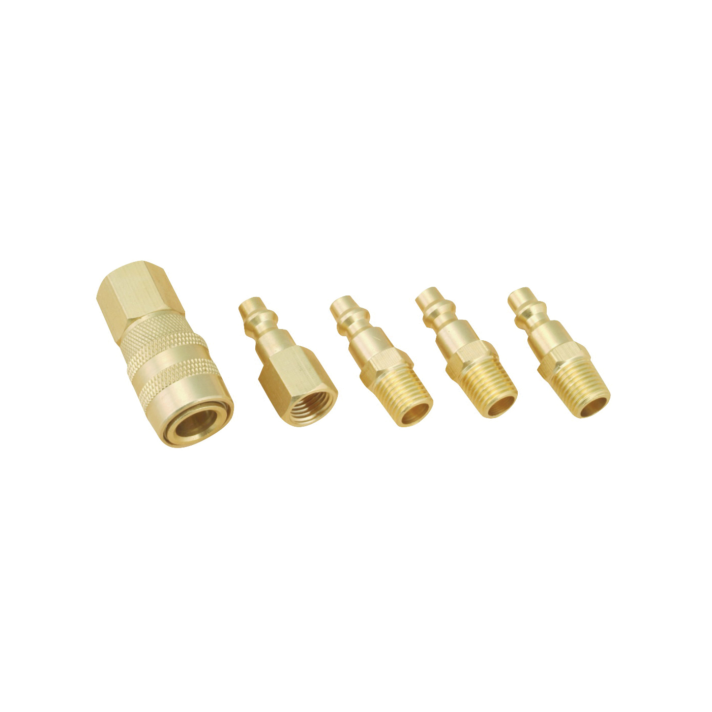 DZA019 5-Piece Hose Coupler Set, 1/4 in, MNPT, Brass, Brass