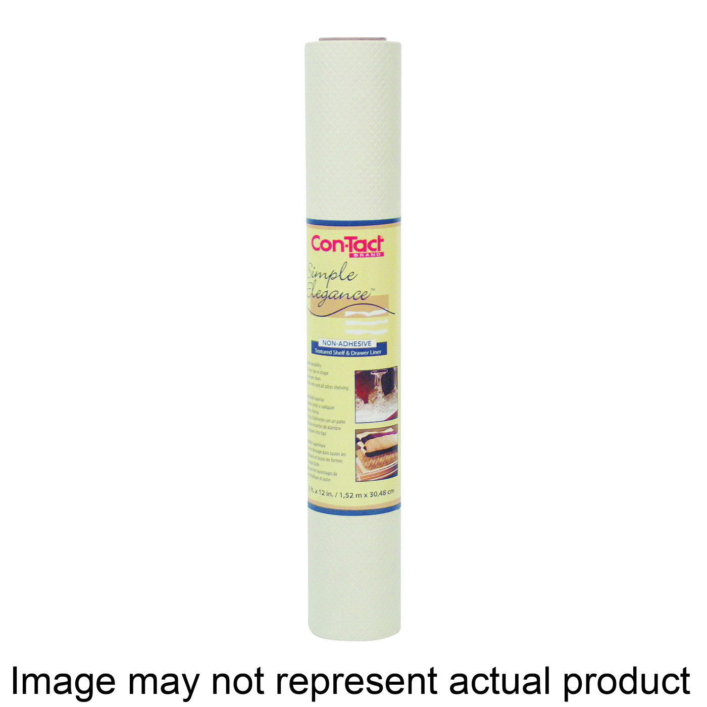 Simple Elegance 05F-C5T12-06 Shelf Liner, 5 ft L, 12 in W, Vinyl, Almond