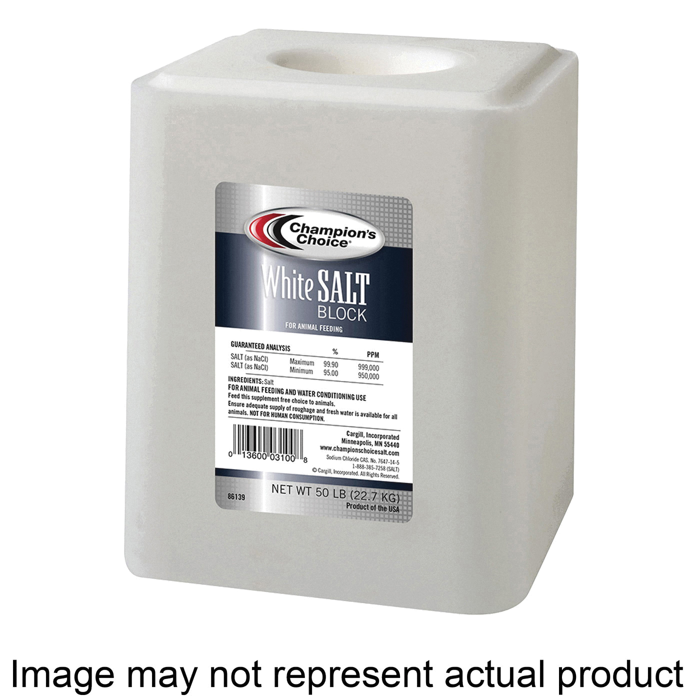 100012578 Series Salt Block, White, 50 lb, Natural Salt
