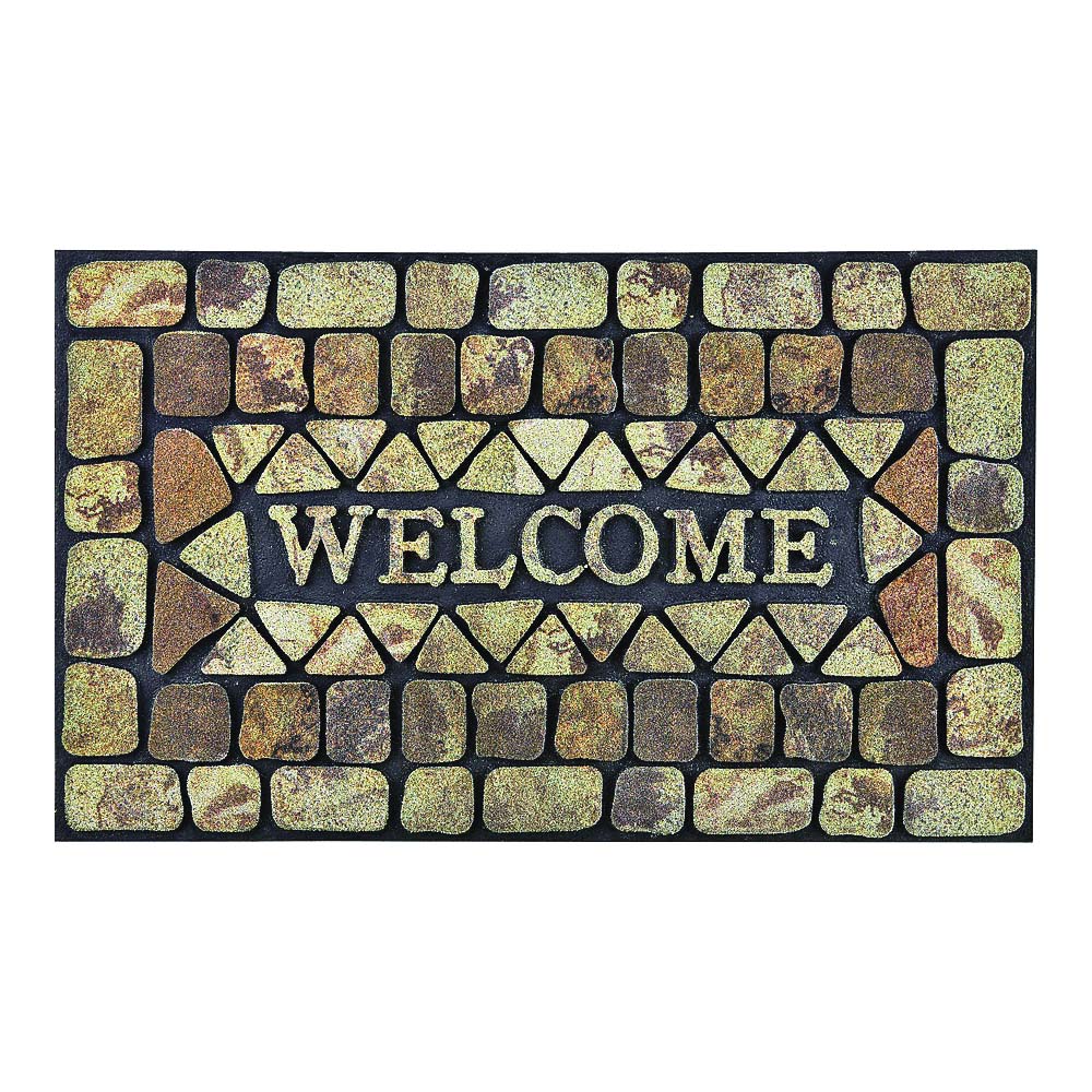 DM-183006 Door Mat, 30 in L, 18 in W, Flocking Pattern, Polyester Surface