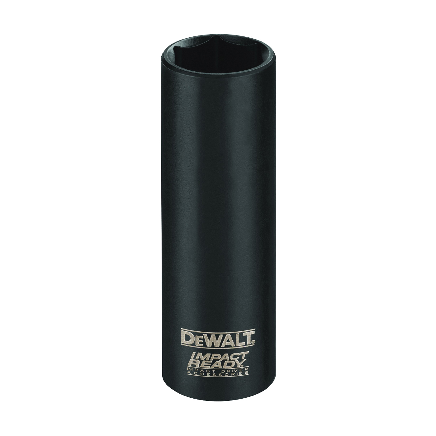 Impact Ready DW22872 Deep Impact Socket, 9/16 in Socket, 1/2 in Drive, Square Drive, 6-Point, Steel, Black Oxide