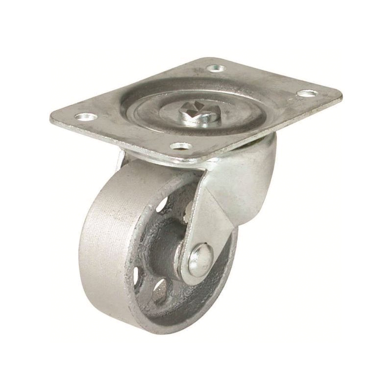 9782 Swivel Caster, 4 in Dia Wheel, 1-1/4 in W Wheel, Iron Wheel, Silver, 500 lb