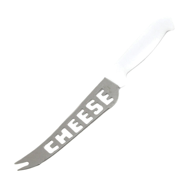 21368 Cheese Knife, 9-1/2 in L Blade, Stainless Steel Blade, Plastic Handle, White Handle