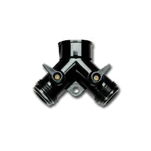 R616CT Y-Connector with Dual Shut-Off, 3/4 x 3/4 in Connection, Female x Male, Plastic