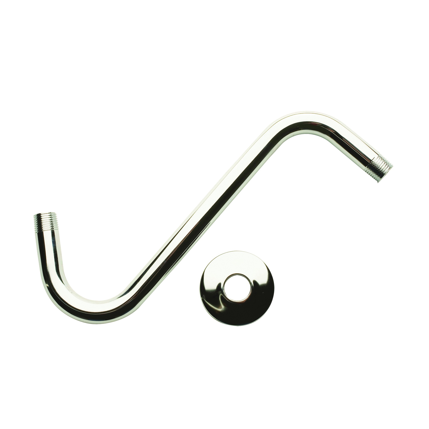 PP825-19 Shower Arm With Flange, 1/2 in Connection, MIP, 8 in L, Brass, Chrome-Plated, S