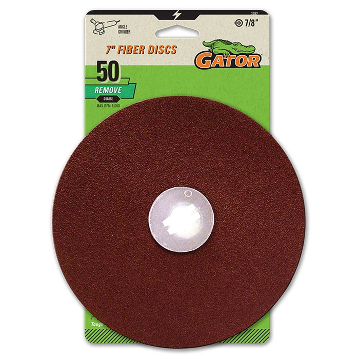 3082 Fiber Disc, 7 in Dia, 50 Grit, Coarse, Aluminum Oxide Abrasive, Fiber Backing
