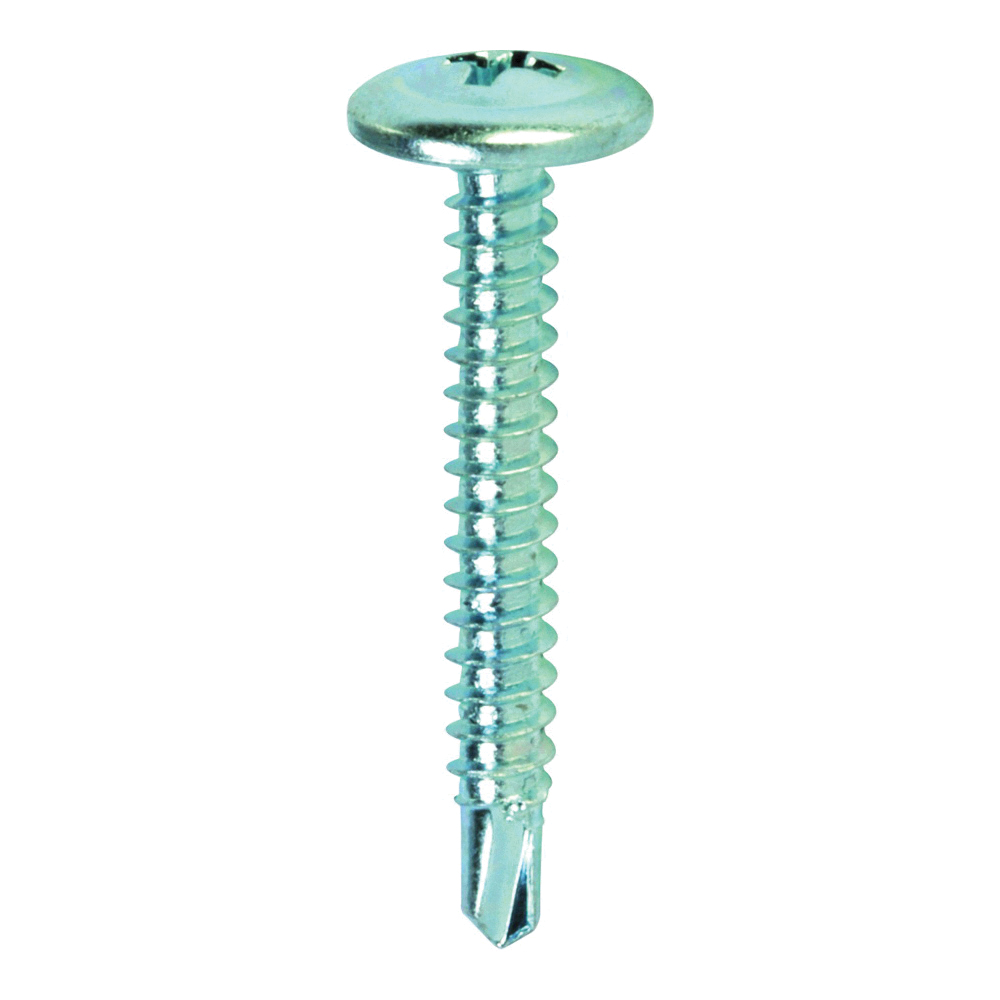 21524 Lath Screw, #8 Thread, 1.63 in L, Truss Head, Phillips Drive, Drill Point, Steel, Zinc, 200 PK