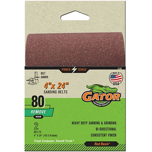3186 Sanding Belt, 4 in W, 24 in L, 80 Grit, Medium, Aluminum Oxide Abrasive