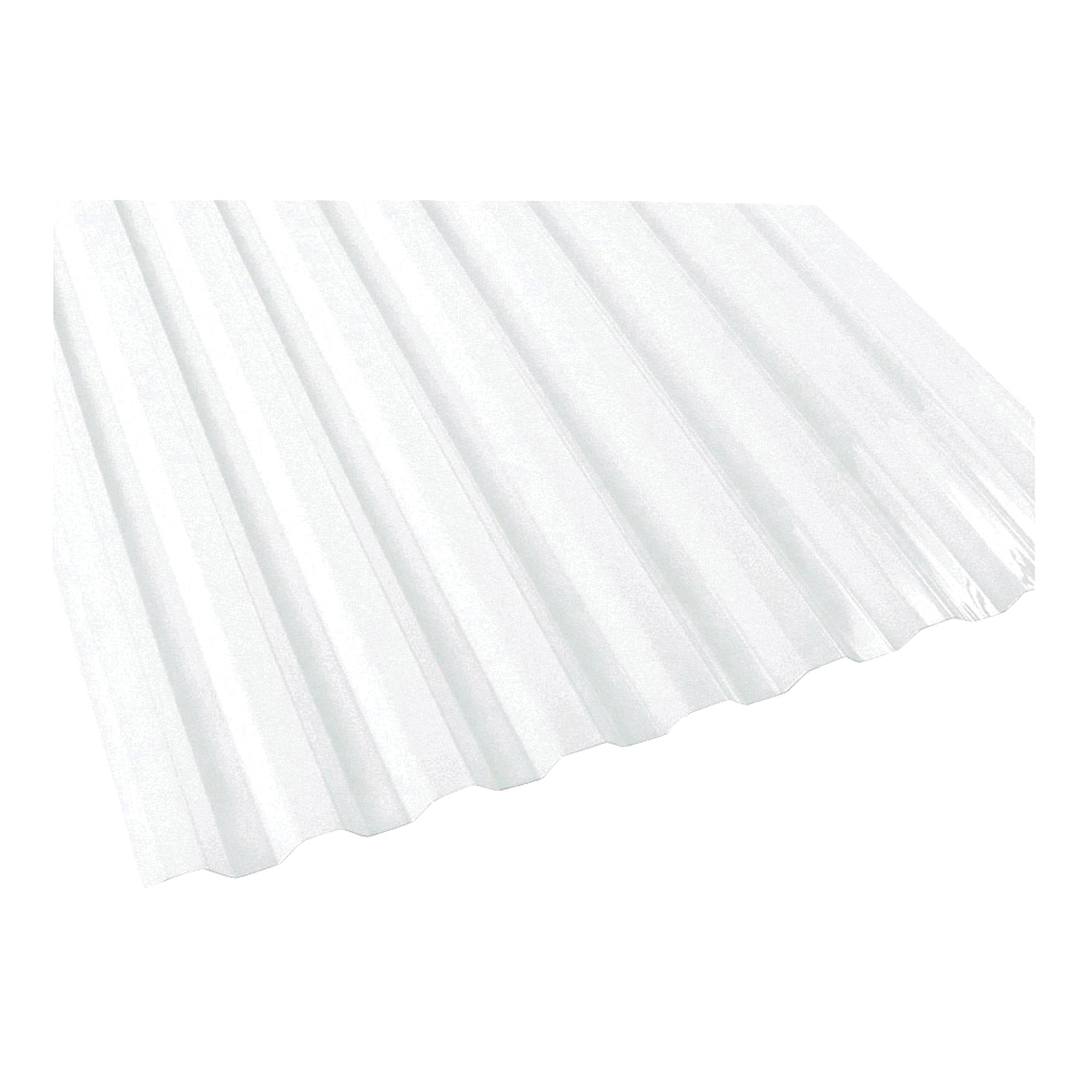 101892 Corrugated Panel, 12 ft L, 26 in W, Greca 76 Profile, 0.032 in Thick Material, Polycarbonate, Opal White