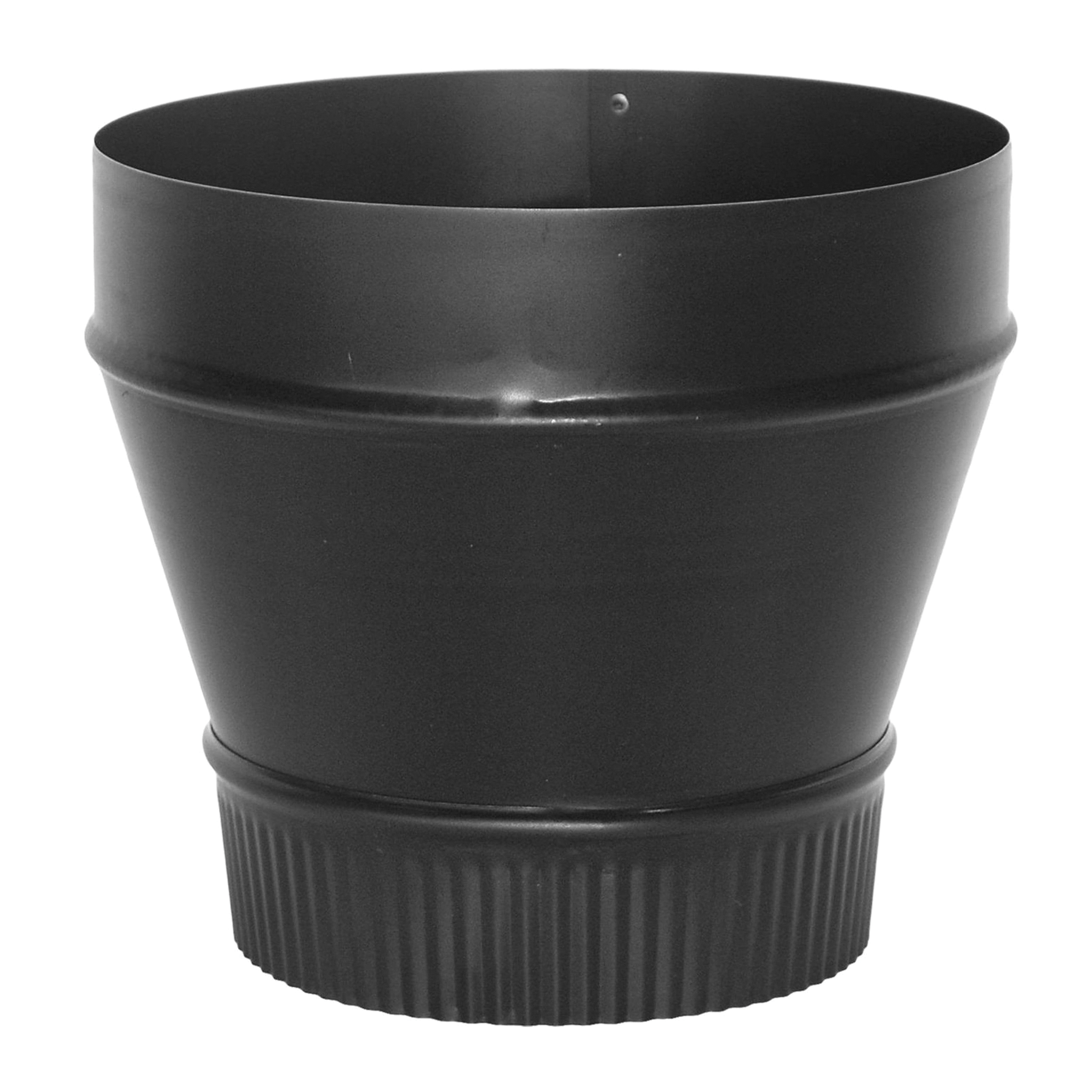 BM0075 Stove Pipe Reducer, 6 in x 5 in, 24 ga, Galvanized Steel, Black, Matte
