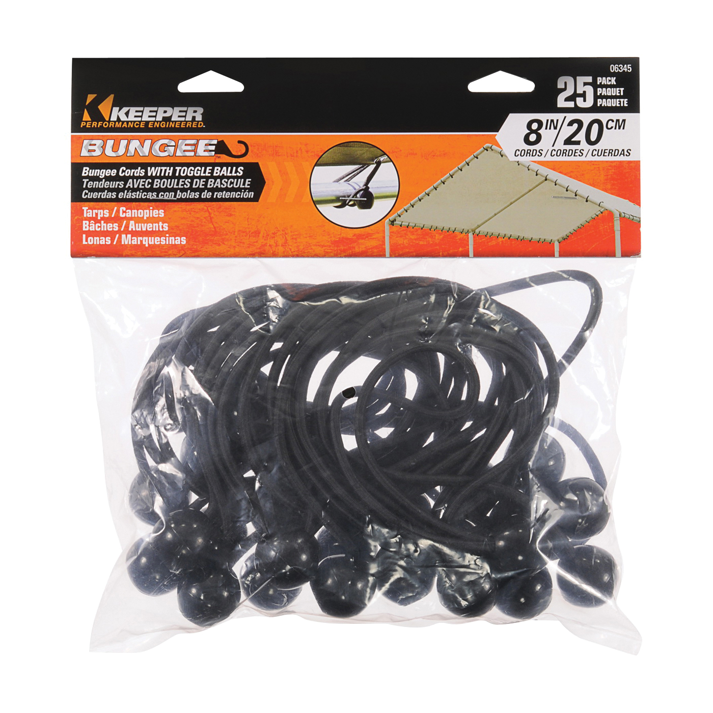 KEEPER 06313 Assorted 10-in 18-in 24-in 30-in & 36-in Round Bungee Cords 12-Pack 