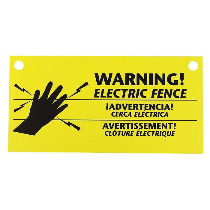 WS3 Electric Fencing Warning Sign, Rectangular, Black Legend, Yellow Background, Polypropylene, 10-3/8 in L