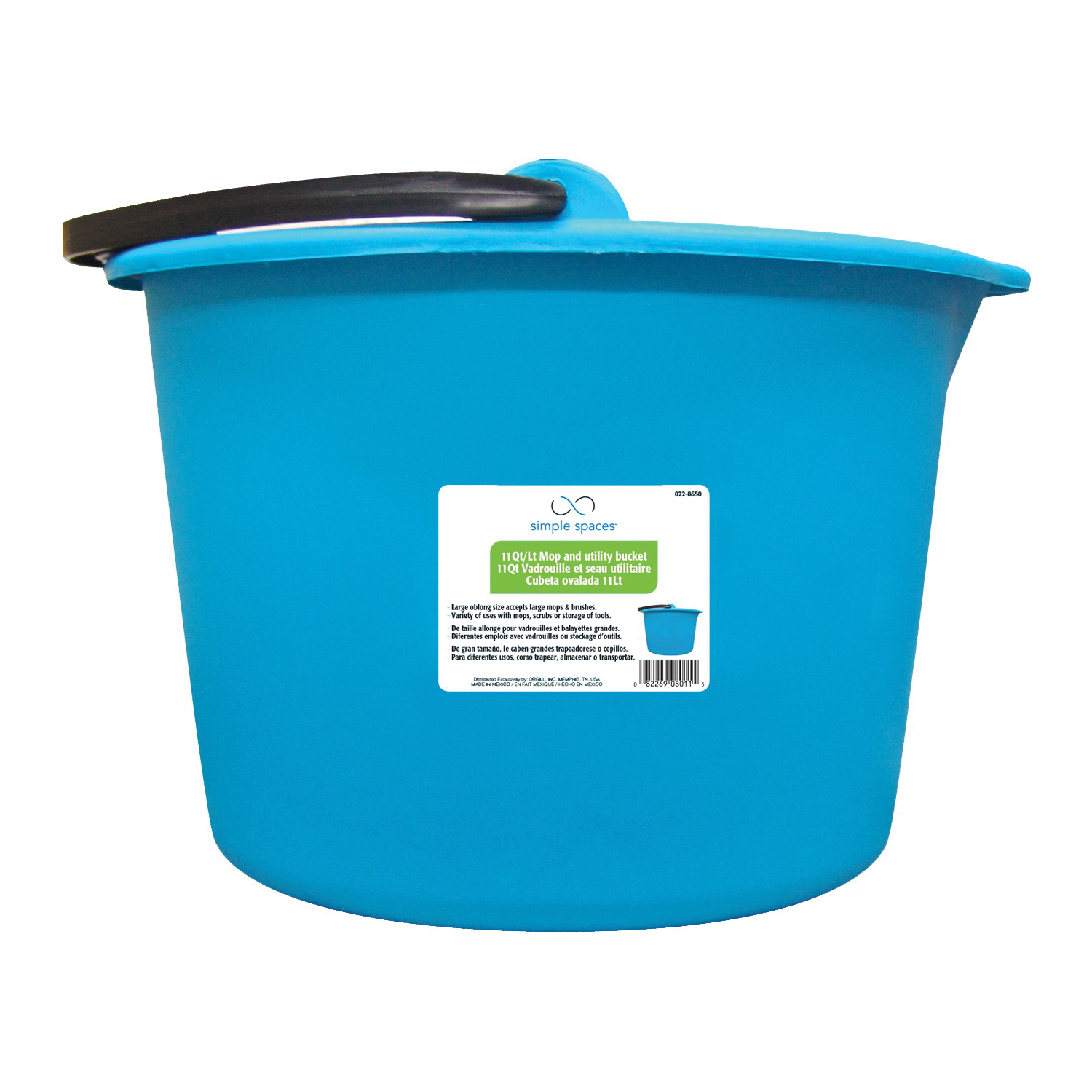 8011 Mop Bucket, 11 qt, Oblong, Polypropylene Bucket/Pail, Aqua
