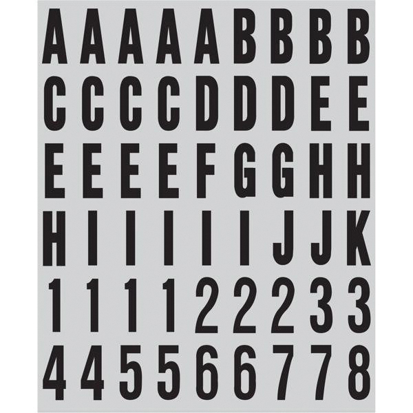 MM-21 Packaged Reflective Number and Letter Set, Character: 0 to 9, A to Z, -!, 3/4 in H Character, Vinyl