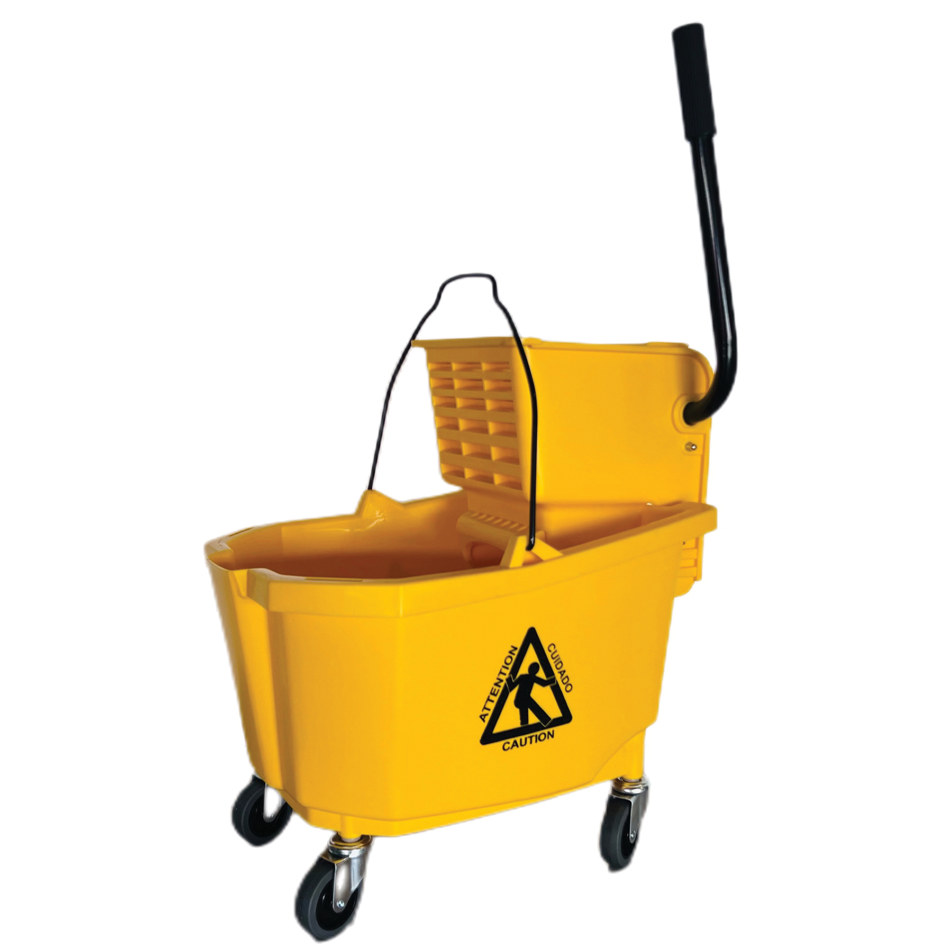 Simple Spaces 9130 Mop Bucket with Ringer, 32 qt Capacity, Plastic Bucket/Pail, Plastic Wringer, Yellow - 2
