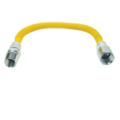 ProCoat Series CSSL54-18 Straight Gas Connector, 1/2 in, FIP x MIP, Stainless Steel, 18 in L, 3/8 in OD