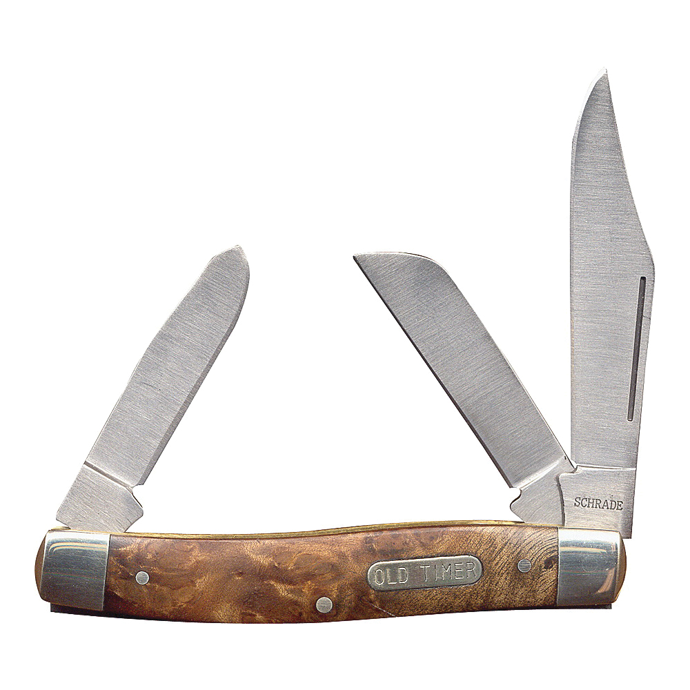 8OTW Folding Pocket Knife, 3 in L Blade, Stainless Steel Blade, 3-Blade, Foldable Handle