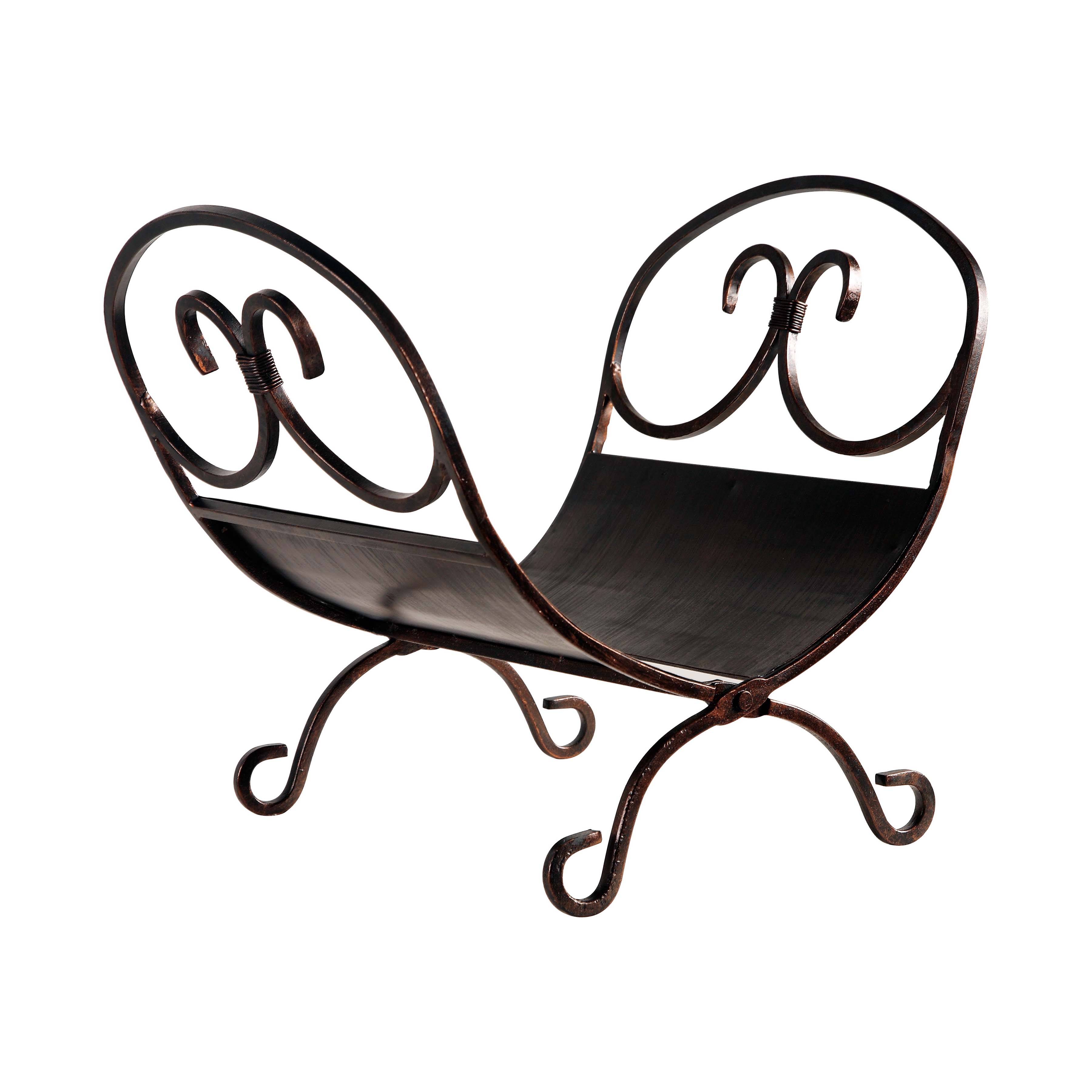 CPO90503AC3L Log Rack, 13-1/4 in W, 13-1/4 in D, 14-1/2 in H, Steel Base, Antique Bronze