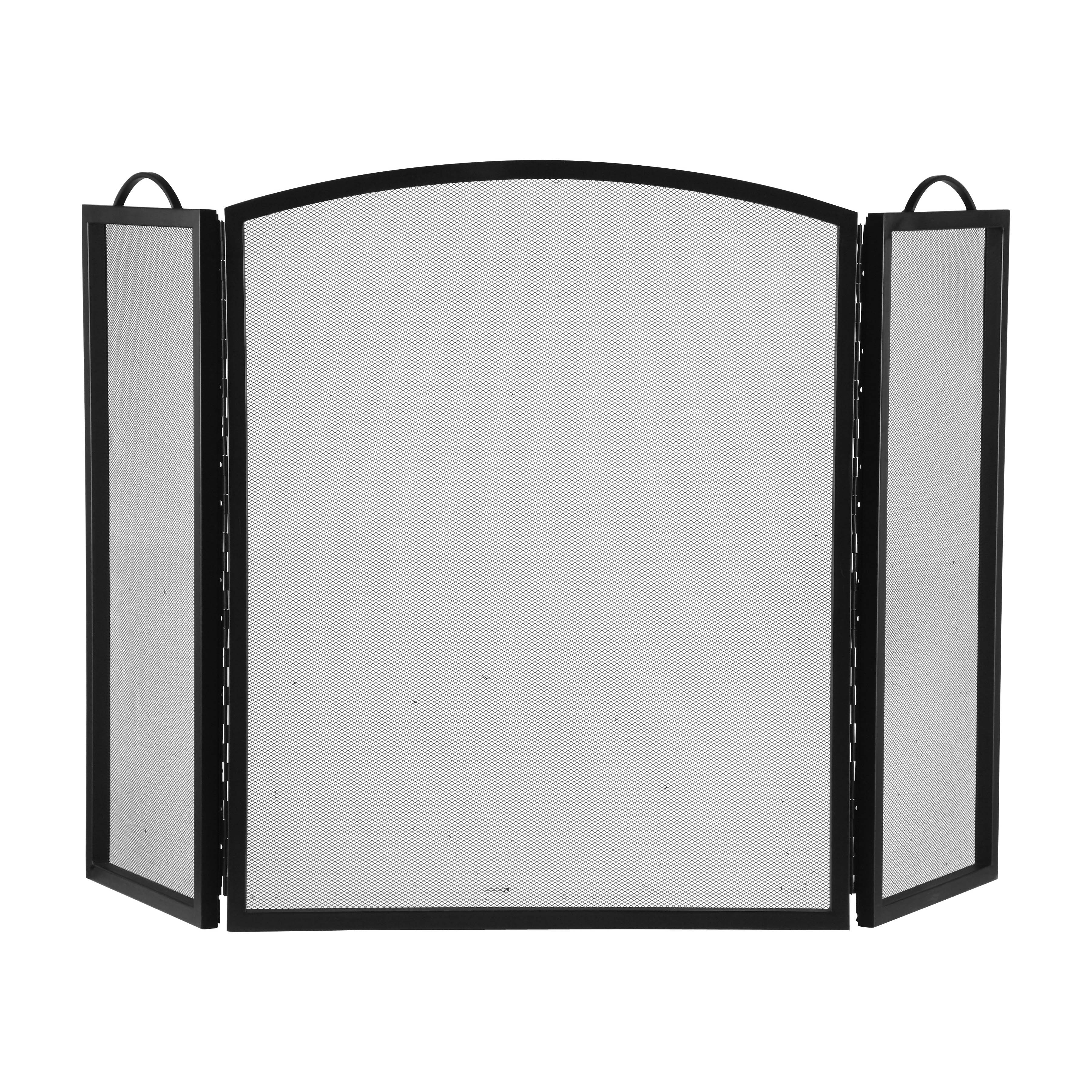 CPO90505BK3L 3-Panel Fireplace Screen, 51-3/4 in W, 32 in H, Steel, Black Powder-Coated, Black
