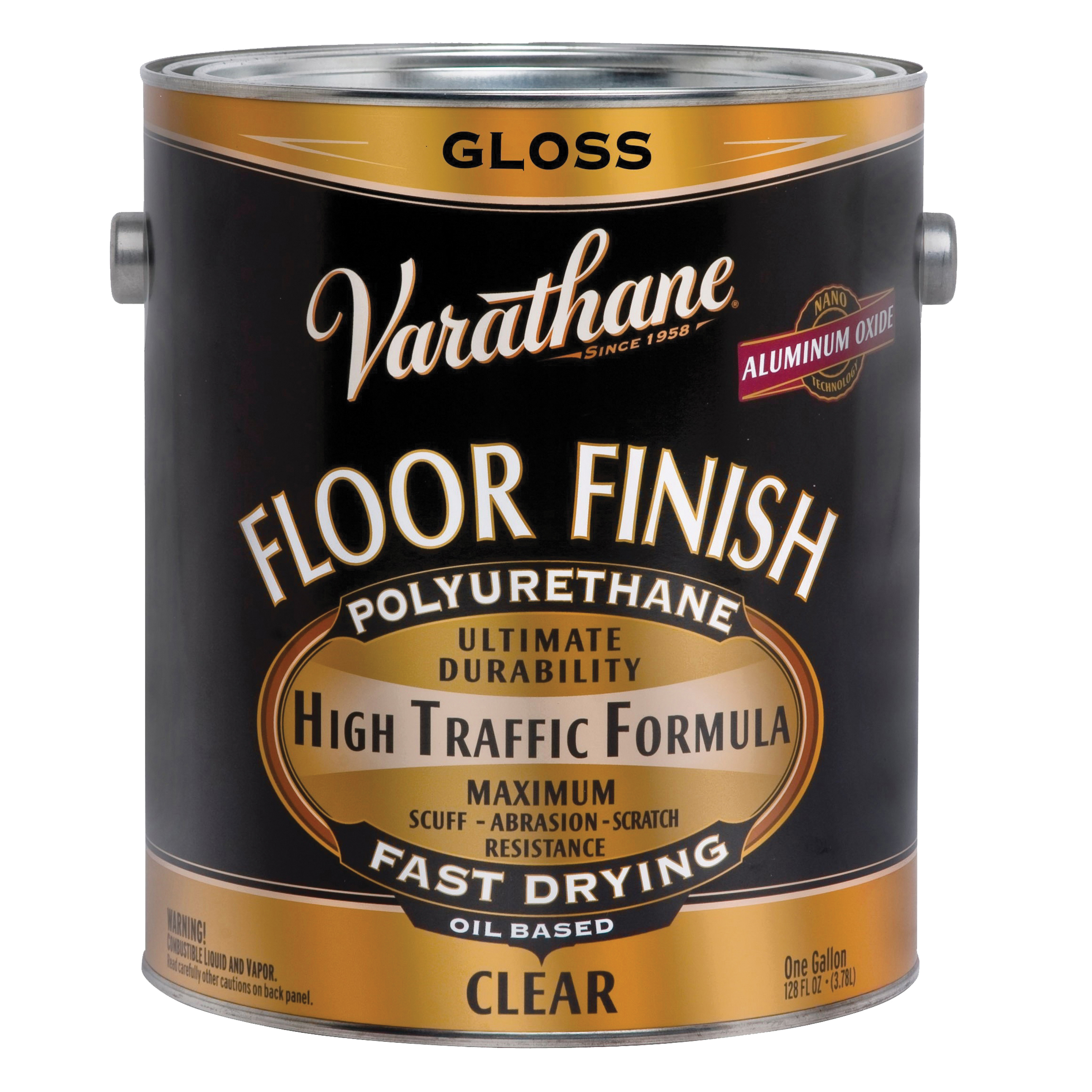 130031 Premium Polyurethane Floor Finish, Gloss, Liquid, Crystal Clear, 1 gal, Can