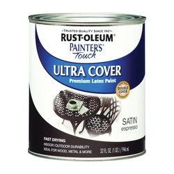 Painter's Touch Ultra Cover 242018 Enamel Paint, Water Base, Satin Sheen, Espresso, 1 qt, Can, 120 sq-ft Coverage Area