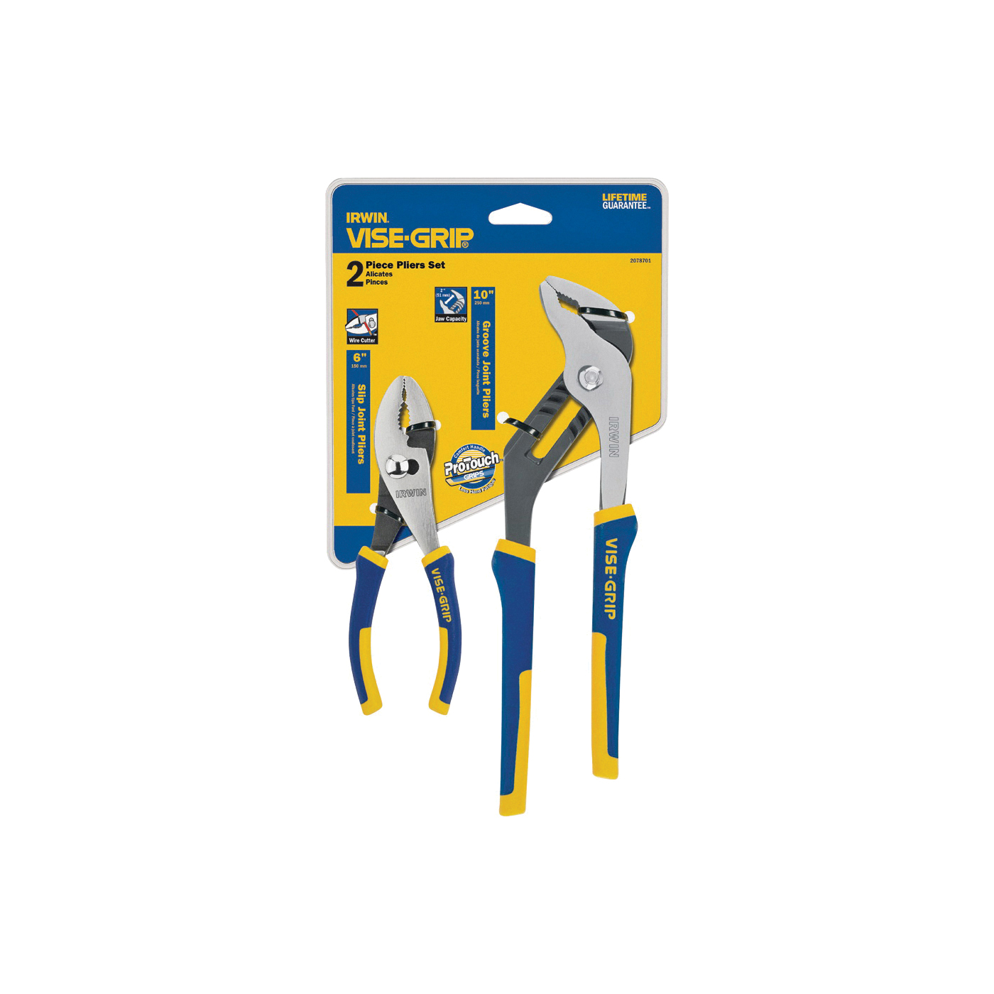 2078701 Plier Set, Includes: (1) 6 in Slip Joint Pliers and (1) 10 in Groove Joint Pliers, Nickel Chromium Steel