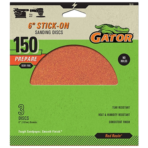 3010 Sanding Disc, 6 in Dia, 150 Grit, Fine, Aluminum Oxide Abrasive, Paper Backing