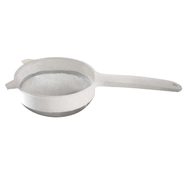 2135 Strainer, Stainless Steel, 5 in Dia, Plastic Handle, White