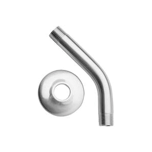 PP825-11 Shower Arm With Flange, 1/2 in Connection, IPS, 8 in L, Brass, Chrome-Plated